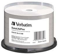 DVD-R 16x DataLifePlus Wide Silver Thermal Printable 50pk Spindle - No ID Brand