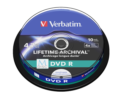 Verbatim MDISC Lifetime Archival DVD R - 10 Pack Spindle | MDISC ...
