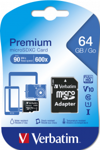 Verbatim Premium U1 MicroSDXC Card 64GB* + adapter