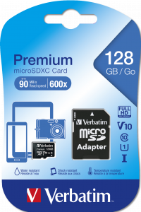 Verbatim Premium U1 MicroSDXC Card 128GB* + adapter