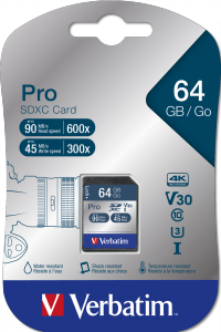 Verbatim Pro U3 64GB* SDXC Card