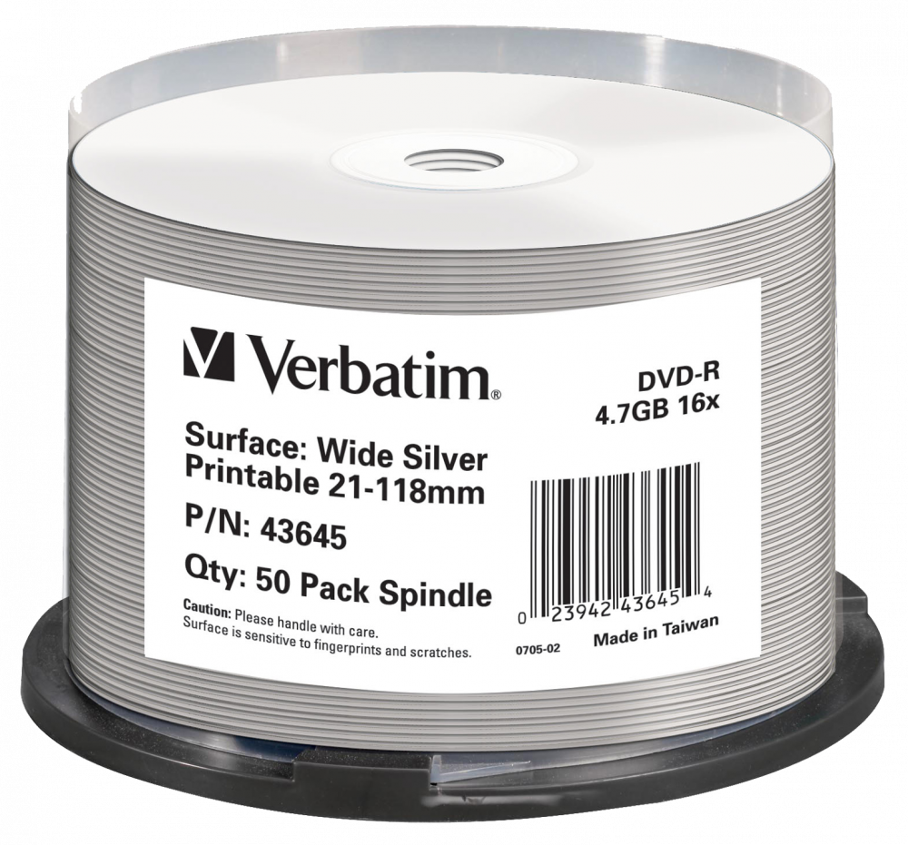 DVD-R Wide Silver Inkjet Printable No ID Brand