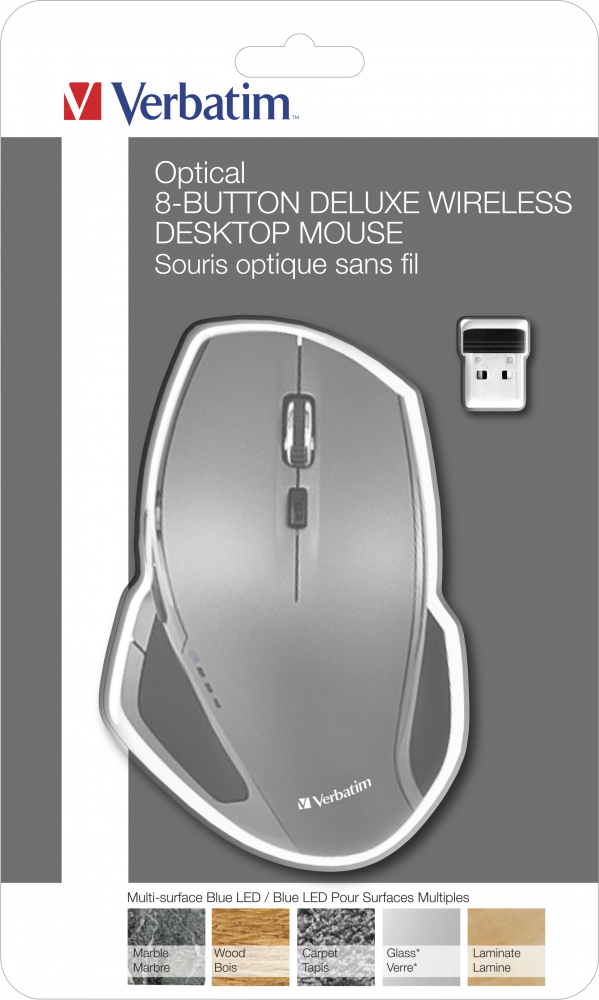 Mouse a 8 pulsanti wireless con LED blu Verbatim
