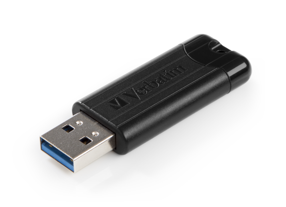 Verbatim 128GB PinStripe Retractable USB 2.0 Flash Thumb Drive with Microban Antimicrobial Product Protection Black 
