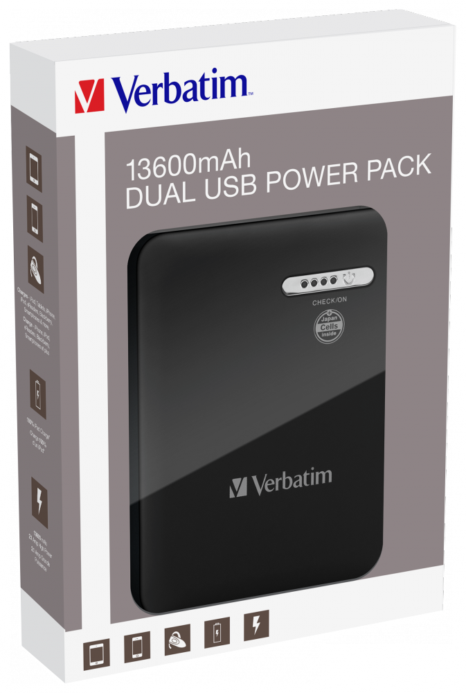 Dual USB Portable Power Pack: 13 600 mAh