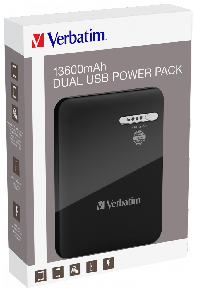 Dubbel draagbaar USB Power Pack - 13.600 mAh