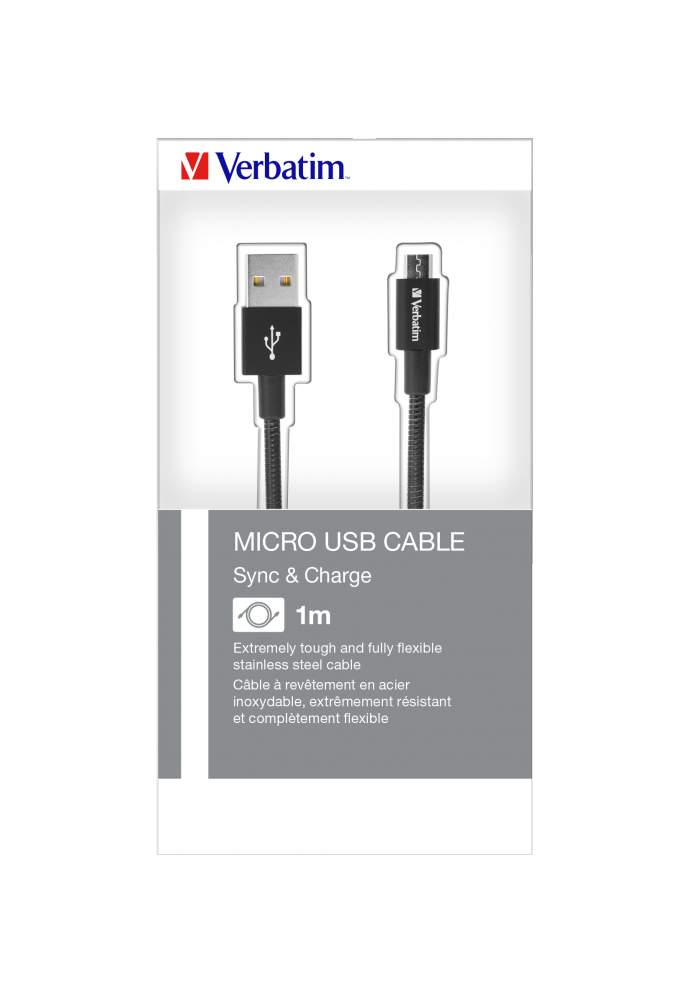 Verbatim Mikro USB Senkronizasyon ve arj Kablosu 100 cm Siyah