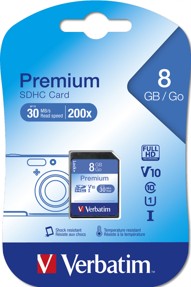 Carte mmoire 8GB SDHC U1 Verbatim Premium 