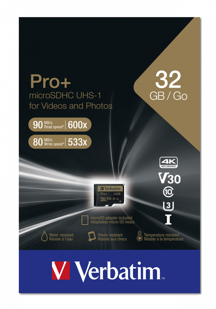 Verbatim Pro+ U3 32GB Micro SDHC Card