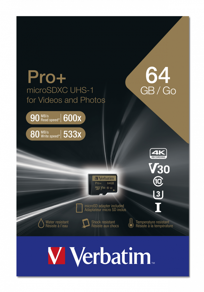 Verbatim Pro+ U3 64GB Micro SDXC Card