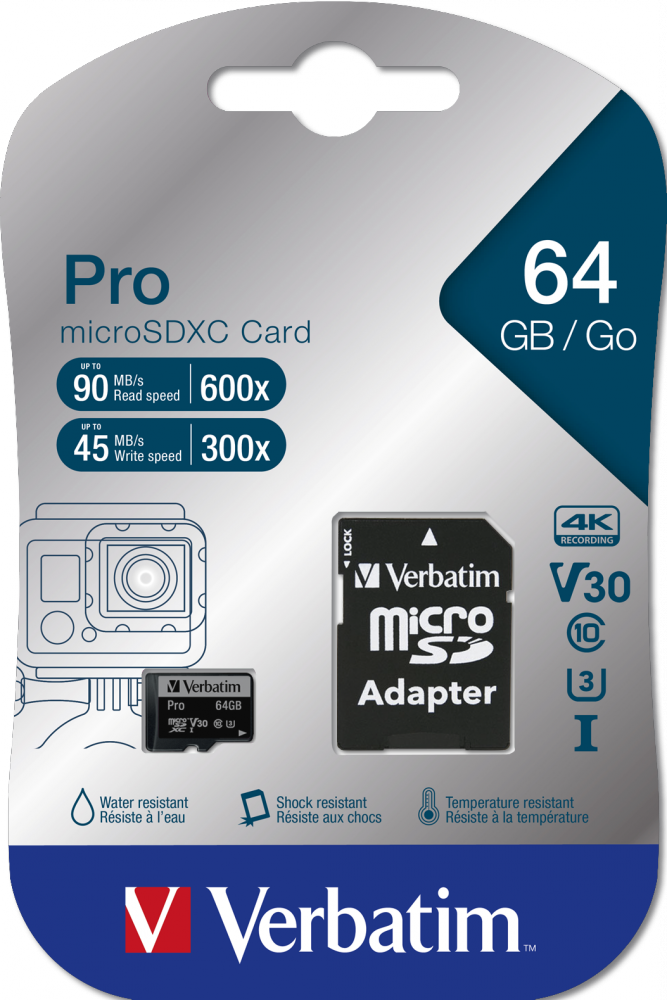 Verbatim Pro U3 64GB* Micro SDXC Card