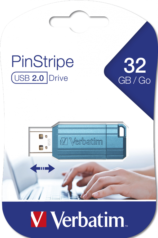 PinStripe USB Drive 32GB* - Caribbean Blue
