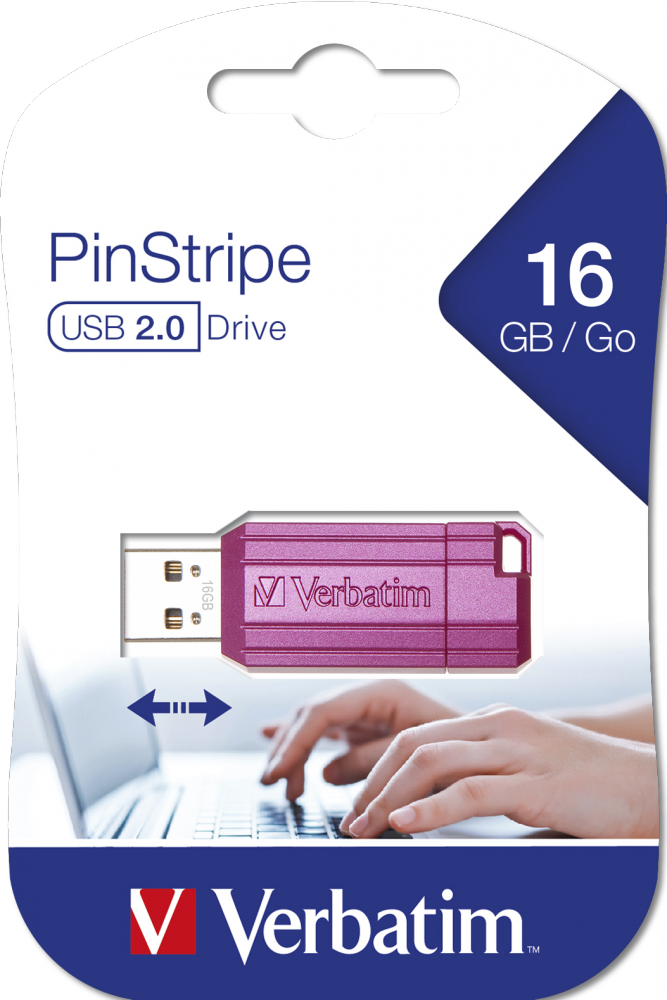 Unidad PinStripe USB de 16 GB* - Rosa intenso