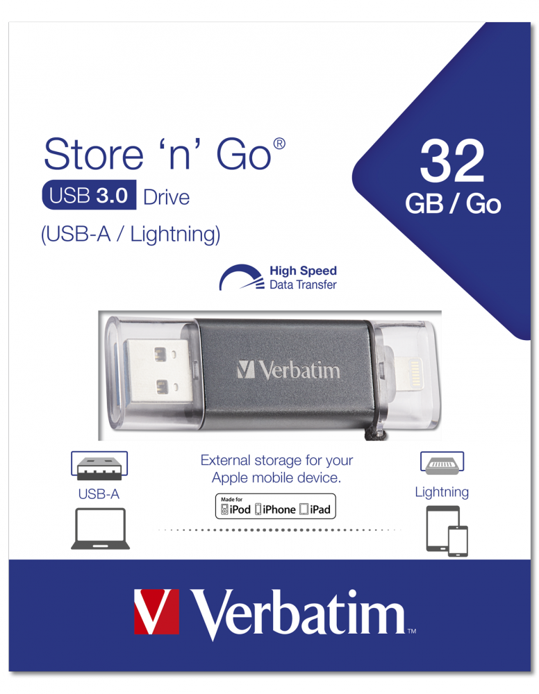 Disque dur Store 'n' Go Lightning/USB 3.0 – 32 Go*