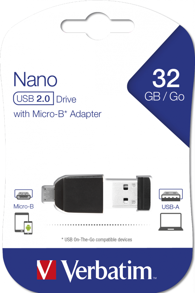 Clé NANO USB 32 Go* avec adaptateur Micro USB