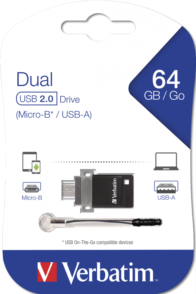 Двойной USB-накопитель — OTG/USB 2.0 - 64�ГБ*