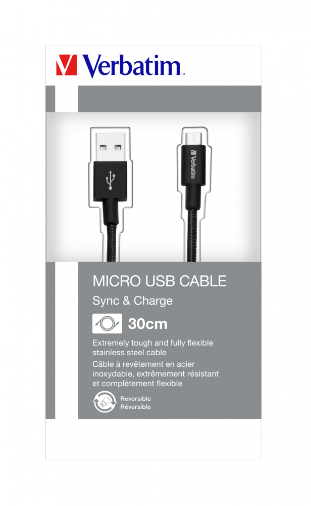 Cable de carga y sincronizaci�n Micro USB negro de 30 cm Verbatim