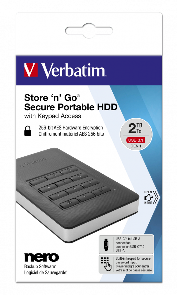 Disque dur portable sécurisé Store ‘n’ Go avec accès par clavier 2 To