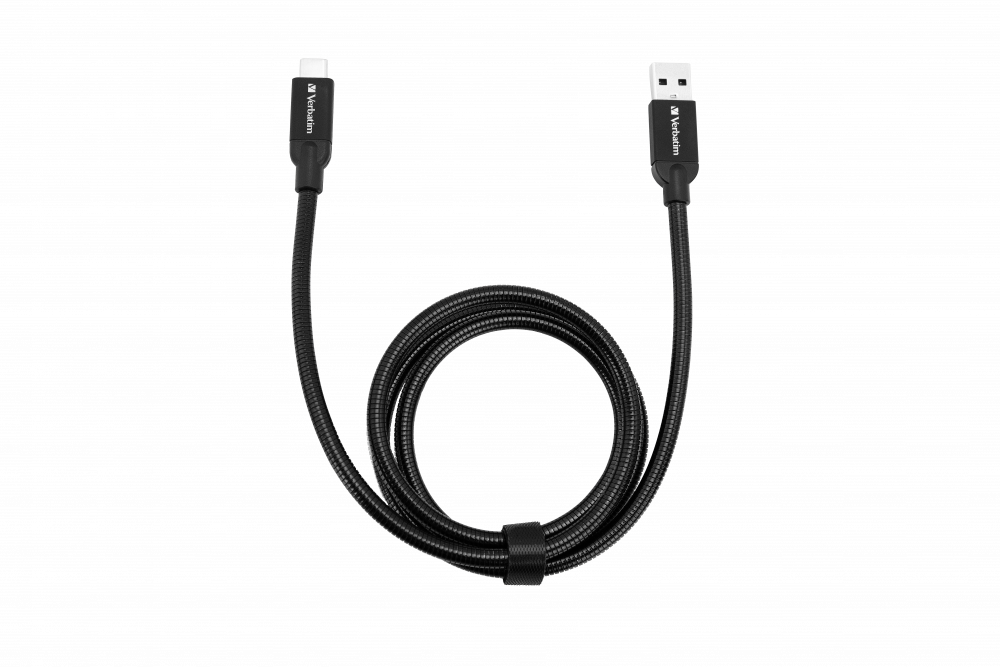 Verbatim USB-C to USB-A Stainless Steel Sync & Charge Cable USB 3.1 GEN 2 100cm Black