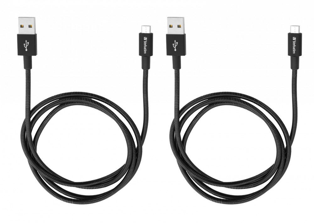 Verbatim micro-USB-kabel fr synkronisering och laddning, 100 cm, svart, 2-pack