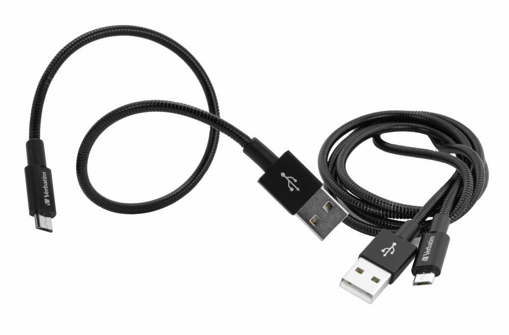 Verbatim Mikro-USB Sync- und Ladekabel 100 cm und 30 cm, Schwarz, 2er-Pack 