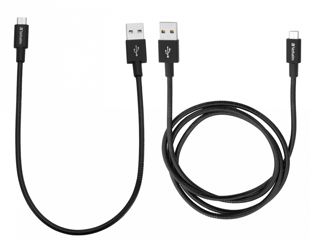 Verbatim Micro USB Sync & Charge Cable 100cm & 30cm Black 2 Pack 