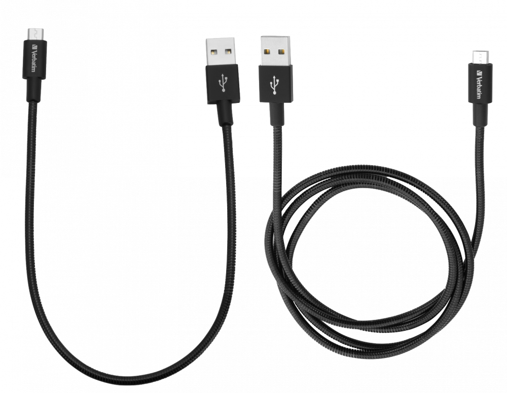 Verbatim Mikro-USB Sync- und Ladekabel 100 cm und 30 cm, Schwarz, 2er-Pack 