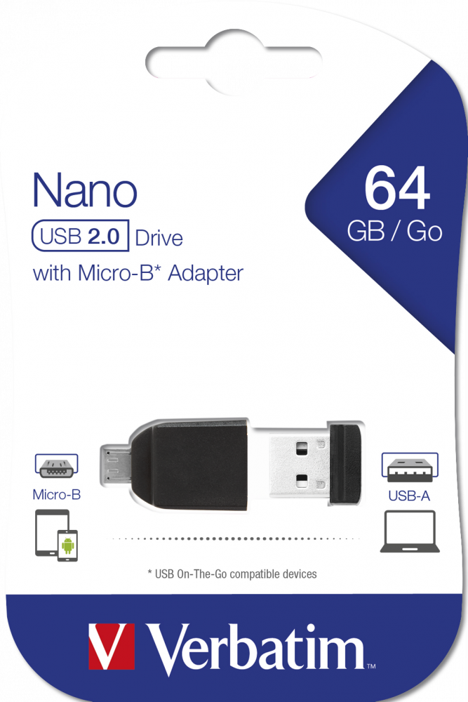 Memoria NANO USB 64GB* con adaptador Micro USB