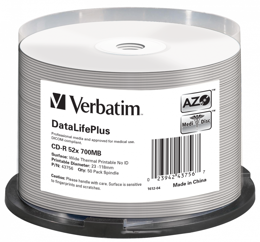 CD-R 52x DataLifePlus Wide Thermal Printable 50pk Spindle - No ID Brand