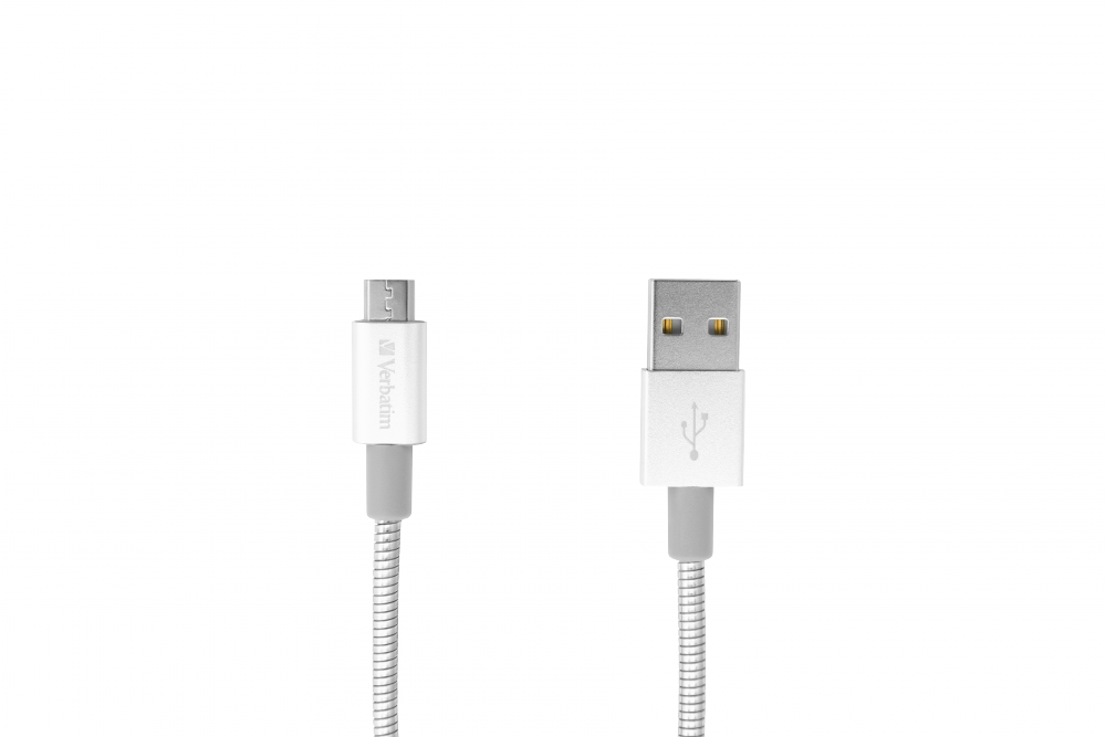 Кабель Verbatim с разъемом micro-USB для синхронизации и подзарядки, 30см, серебристый
