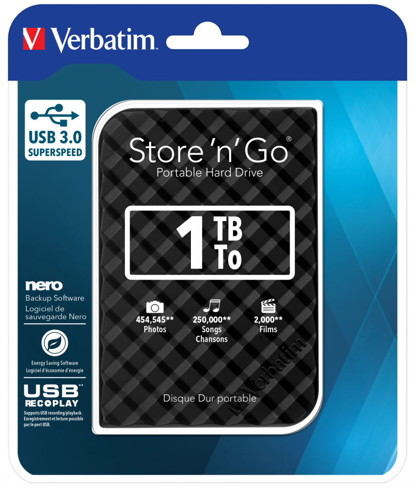 Disco rigido portatile Store 'n' Go USB 3.0 da 1 TB Nero