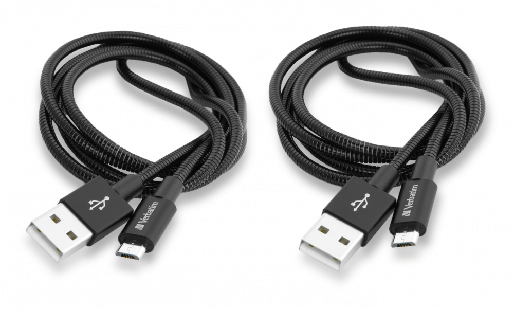 Verbatim micro-USB-kabel fr synkronisering och laddning, 100 cm, svart, 2-pack