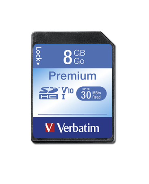 Carte mémoire 8GB SDHC U1 Verbatim Premium 