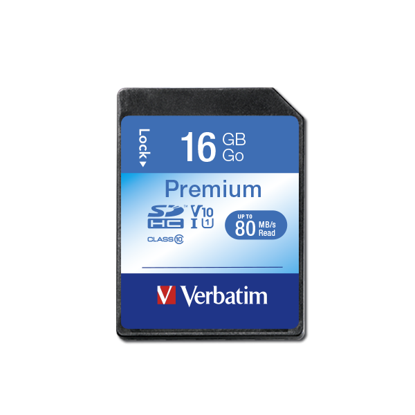 Verbatim Premium U1 SDHC-geheugenkaart van 16GB* 