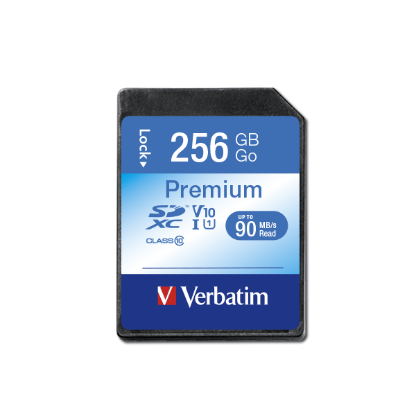 Tarjetas de memoria Verbatim Premium U1 SDHC de 256GB* 