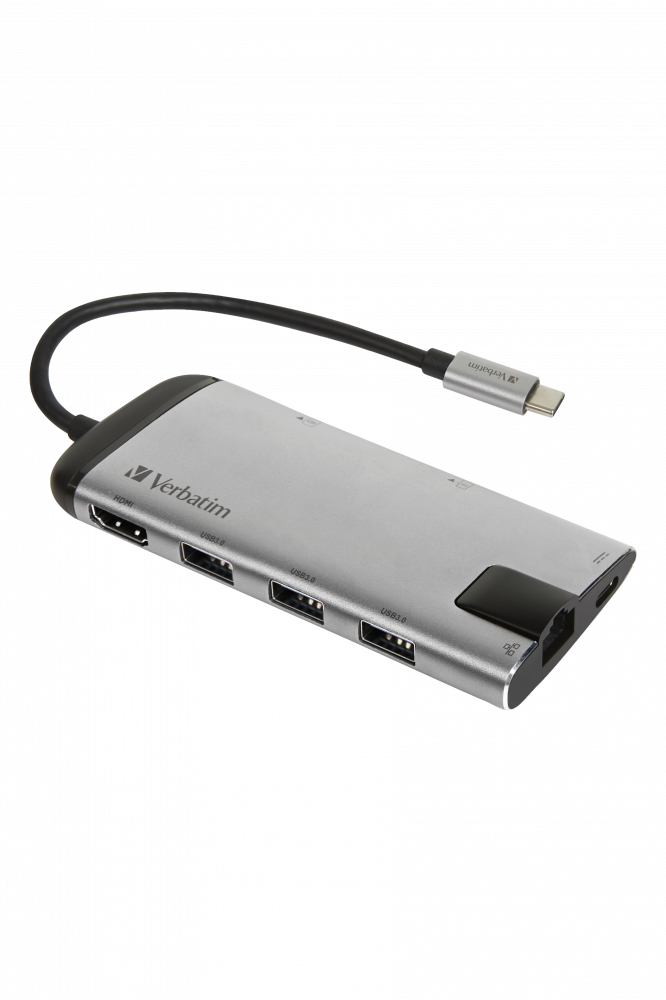 Koncentrator wieloportowy USB-C™ firmy Verbatim — USB 3.0 | HDMI | Gigabit Ethernet | SD/microSD