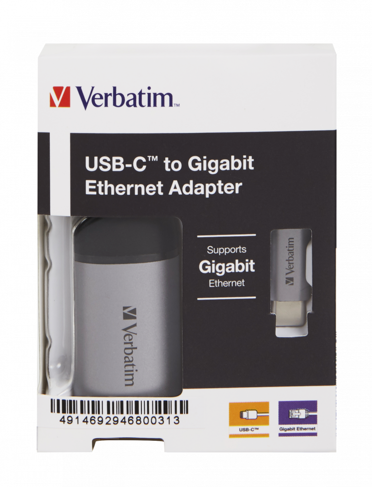 Adattatore da USB-C a Gigabit Ethernet di Verbatim