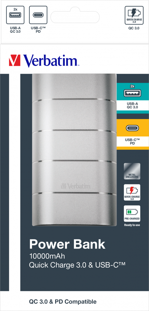 Powerbank Quick Charge 10 000 mAh 3.0 i USB-C™