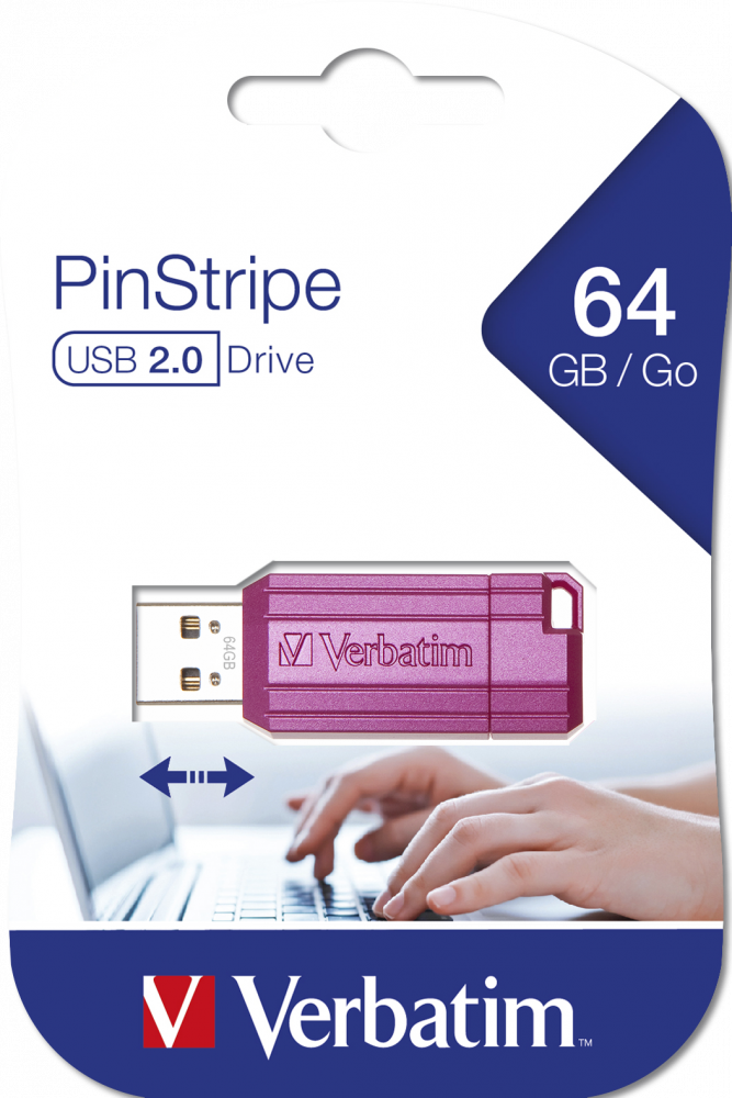 Unitate USB PinStripe de 64 GB - roz intens