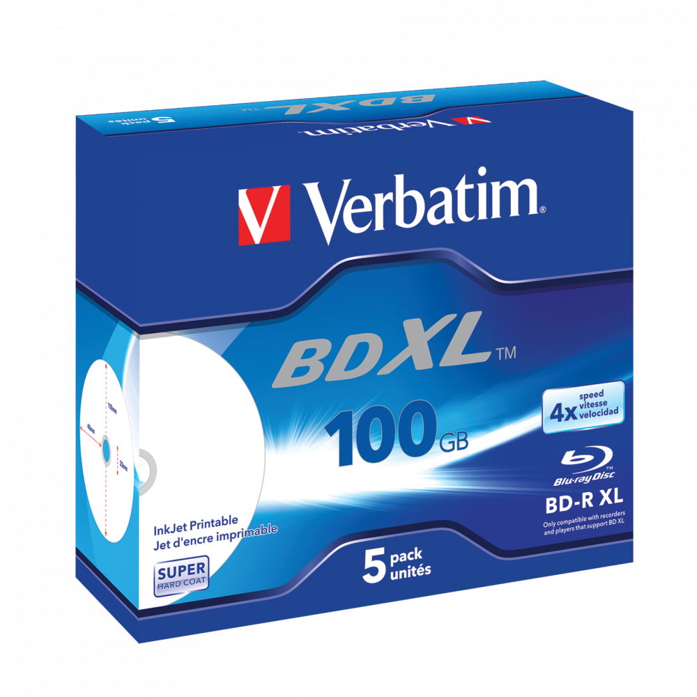 5-er Pack Verbatim BD-R XL 100GB 4X 5er Pack BD-RE 