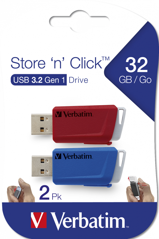 Store 'n' Click USB stick 2 x 32 GB Red / Blue Store 'n' Click USB