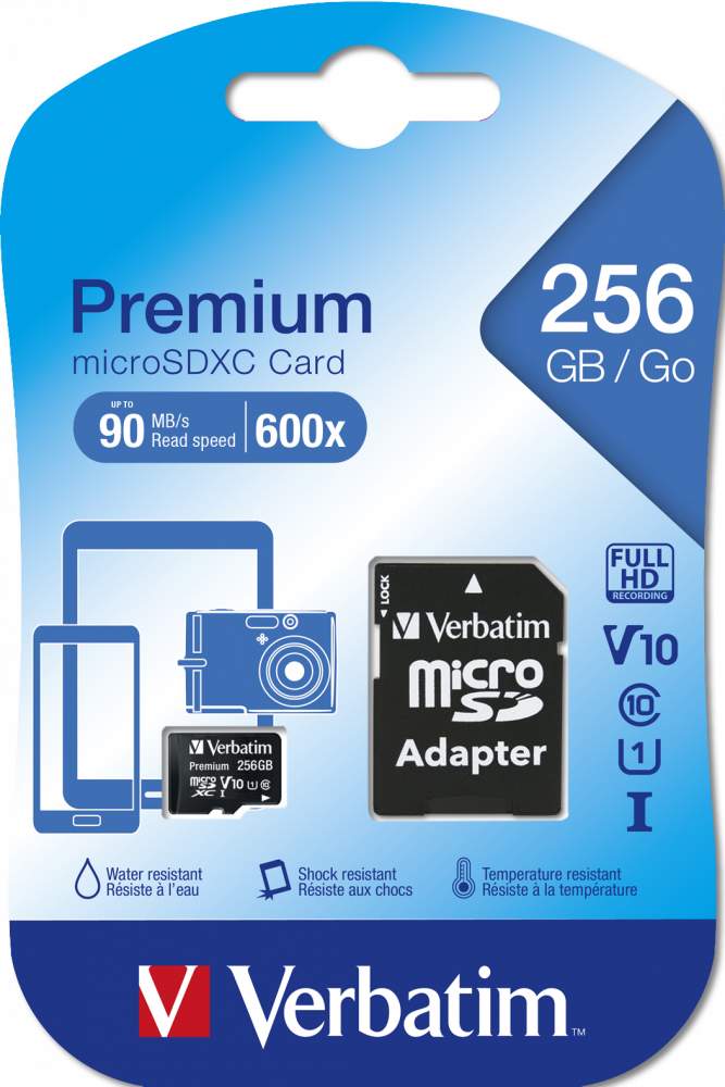 Verbatim Premium U1 MicroSDXC Card 256GB + adapter