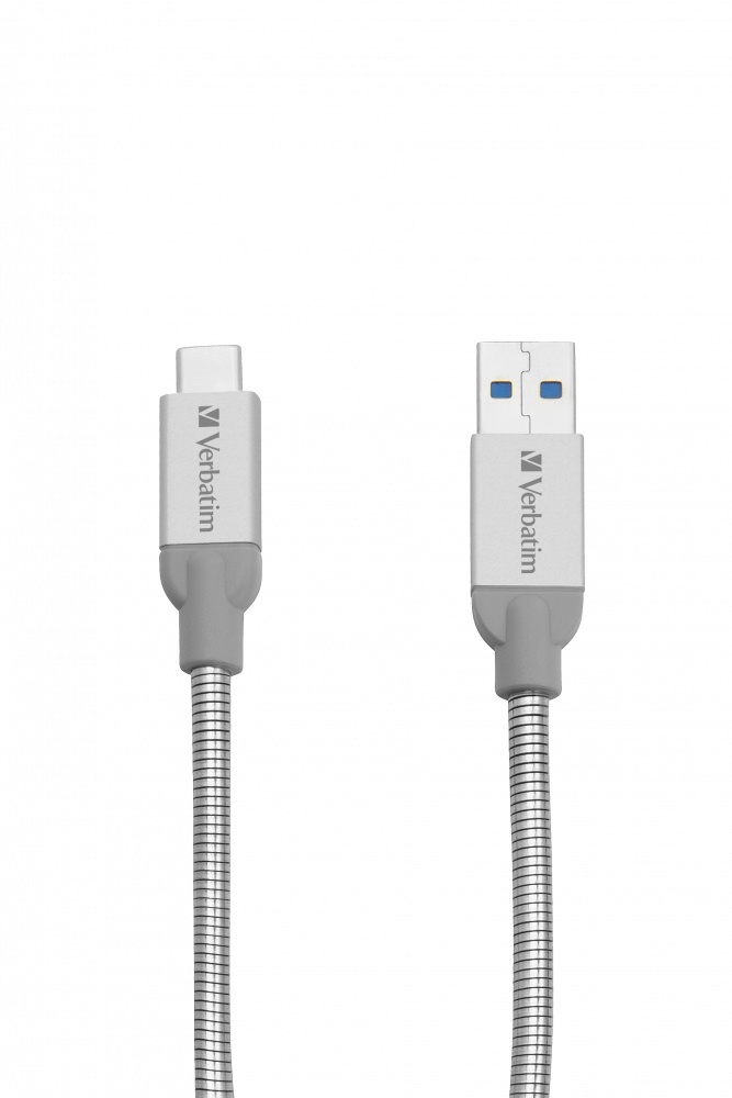 Cable de carga y sincronización de acero inoxidable Verbatim USB-C a USB-A USB 3.1 GEN 2 30 cm