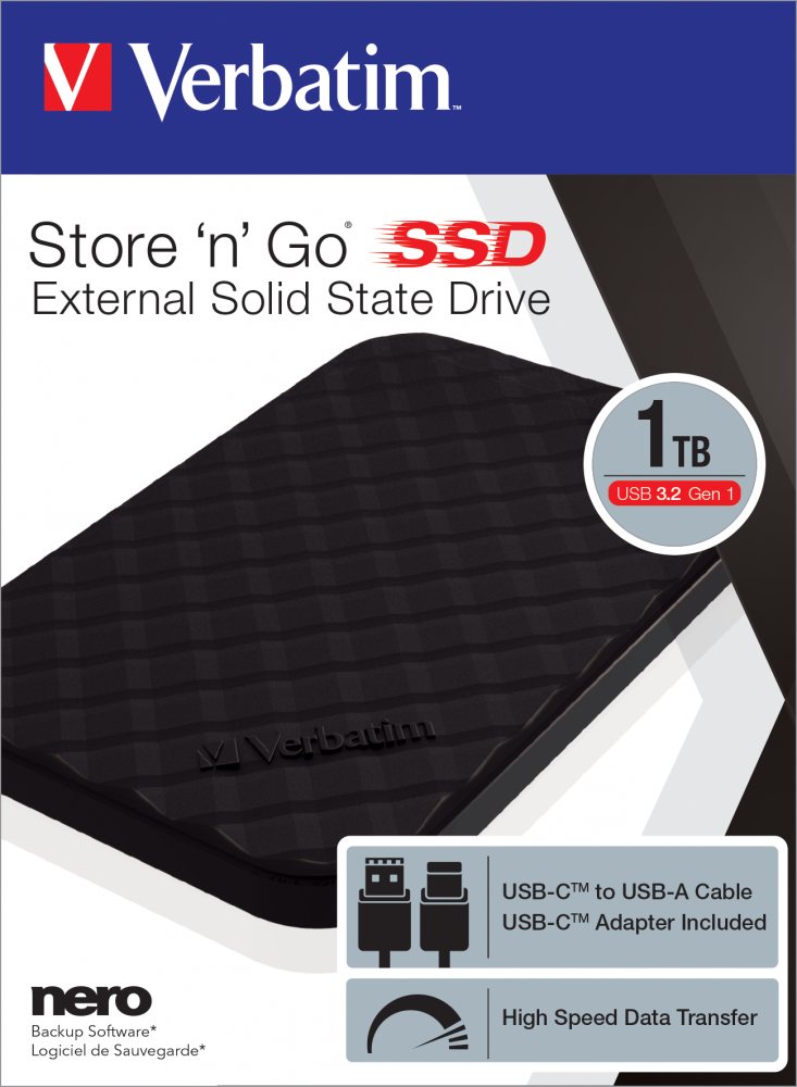 VERBATIM Disque dur externe MYMEDIA SSD 1TO USB 3.2 pas cher 