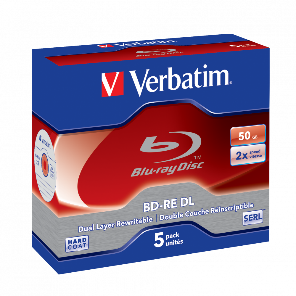 Buy BD-RE DL 50GB Media | Blu-Ray 50GB Rewritable 2x 5 Pack Jewel