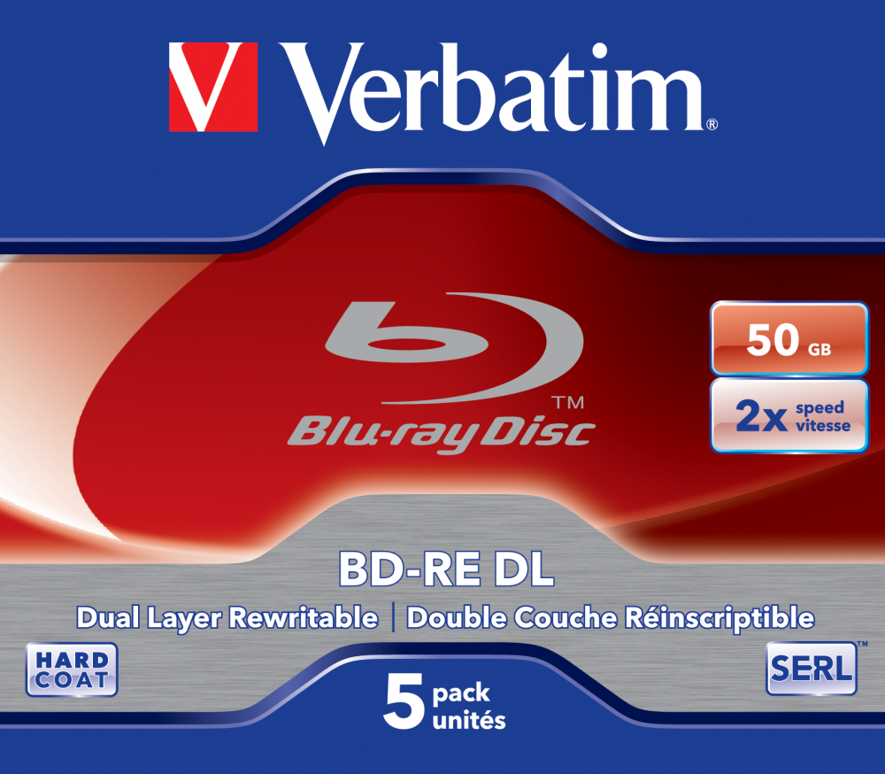 Buy BD-RE DL 50GB Media | Blu-Ray 50GB Rewritable 2x 5 Pack Jewel 
