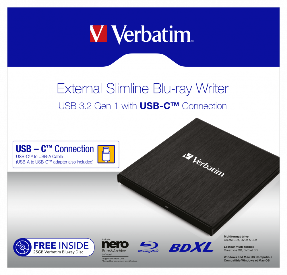 Verbatim Graveur Blu-ray externe USB-C - Lecteurs et graveurs Blu