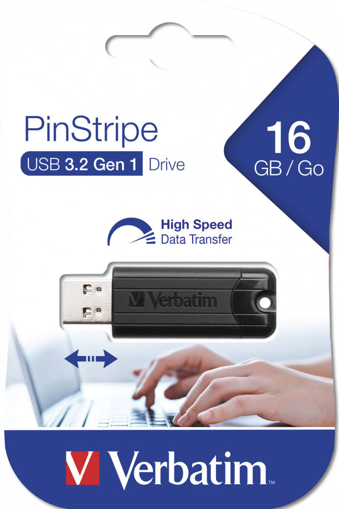  PinStripe USB Drive 16GB – Black