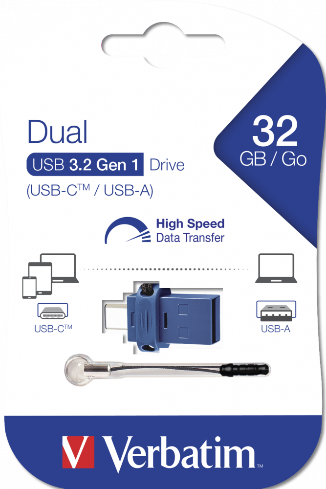 Двухинтерфейсный USB-накопитель USB-C/USB-A 32ГБ*