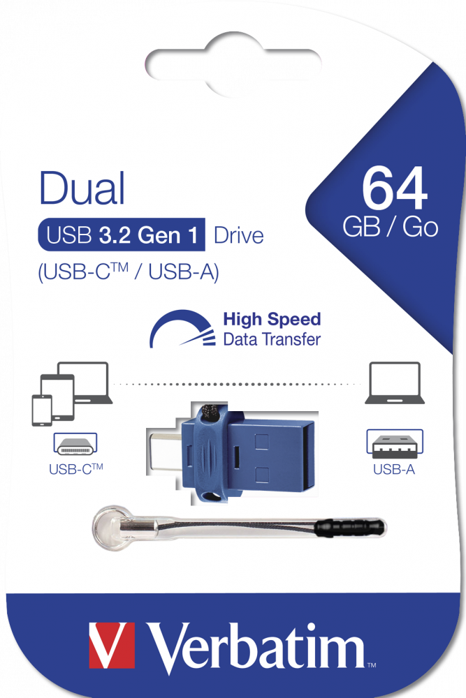 Clé USB à double connectique de USB-C/USB-A 64 Go*
